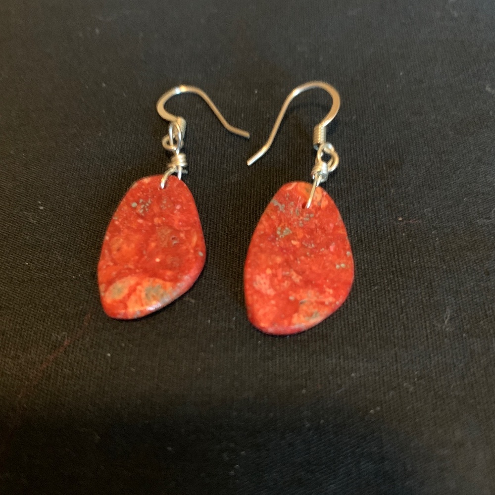 Red stone earrings